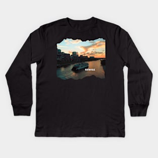 Cool sunset photography of Nashville Tennessee skyline sunset sky USA city break Kids Long Sleeve T-Shirt